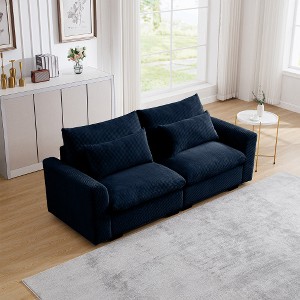 MYINDA  Corduroy Sofa Couch, Deep Seat Couches for Modern Living Room/Apartment/Office,Darkblue - 1 of 4
