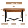 Anybear 33.86" Modern Retro Splicing Round Coffee Table with Black Cross Legs Base - 2 of 4
