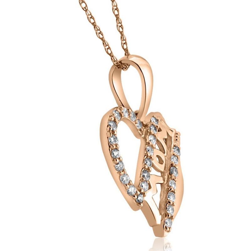 Pompeii3 Diamond MOM Heart Pendant in White, Yellow, or Rose Gold Includes 18" Necklace, 2 of 4
