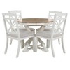 Grungis 5 Piece Dining Table Set,5 Extendable Round Kitchen Table with 4 Upholstered Chairs,Dining Set with Wood Pattern for Dining Room - 4 of 4