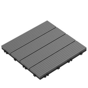 Pure Garden Multipack - Set of 24 Interlocking Patio and Deck Tiles Covers 23-sq ft.