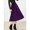 Allegra K Women's Vintage High Elastic Waist Velvet Pleated Flowy Swing Midi Skirt - 2 of 4