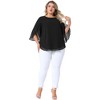 Agnes Orinda Women's Plus Size Flutter Petal 3/4 Sleeve Chiffon Loose Flowy Summer Blouses Tops - 3 of 4