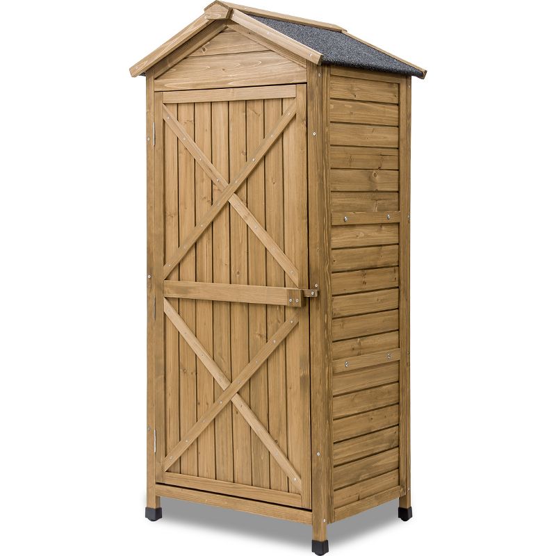 Outdoor Wooden Storage Sheds Fir Wood Lockers with Workstation-ModernLuxe, 4 of 10