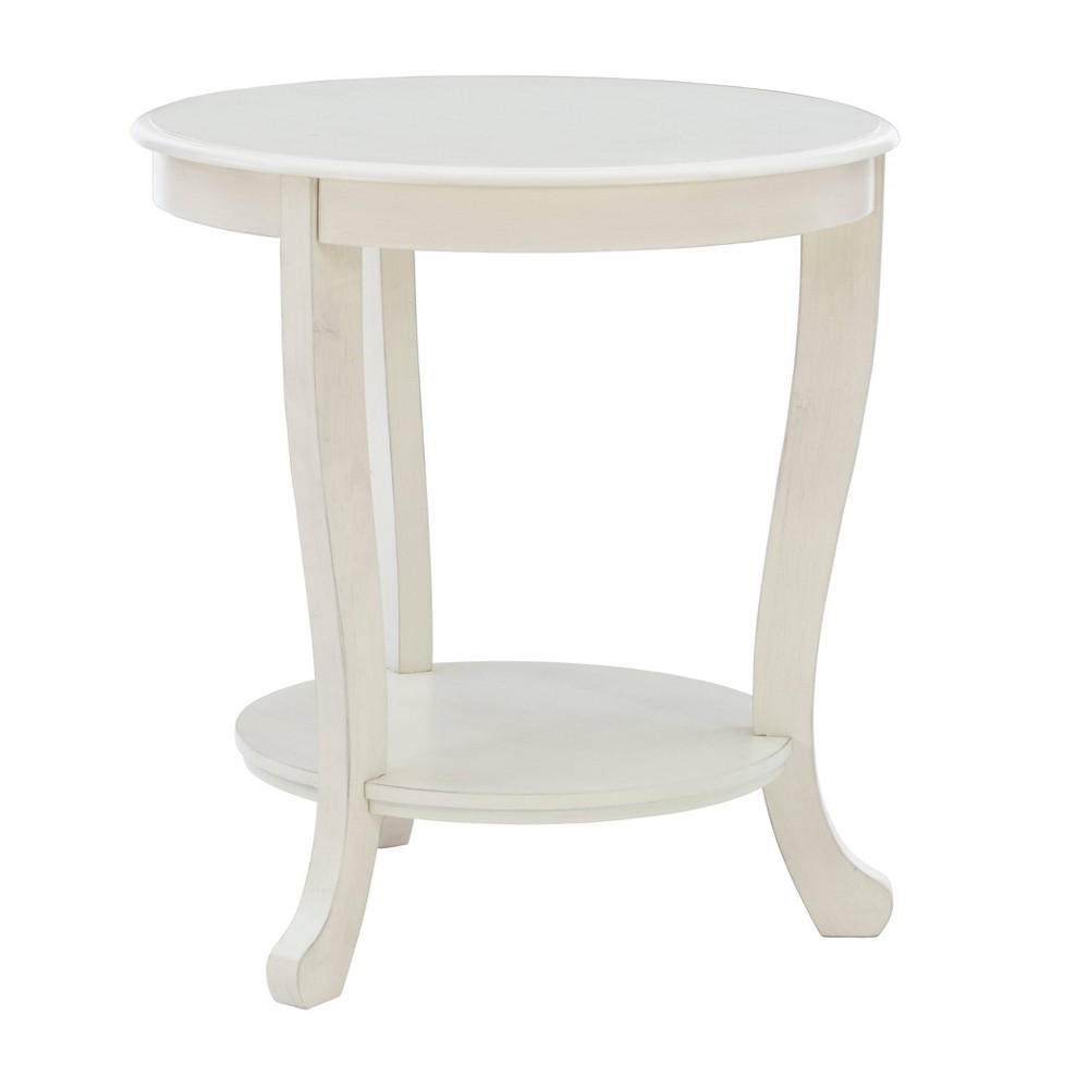 Photos - Coffee Table Dermott Transitional Side Table with Lower Shelf in White - Powell