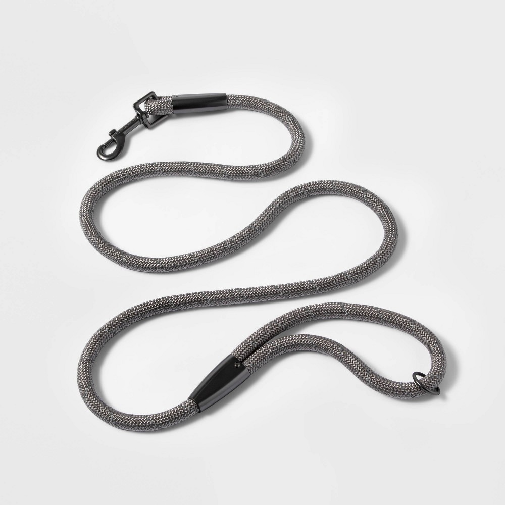 Reflective Rope Dog Leash - Gray - Boots & Barkley™: Nylon, Clip-In Clasp, Medium, All Ages