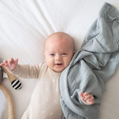 Misty Blue Extra-Large Cotton Muslin Swaddle Blanket