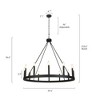 LNC Bohonicist  12-Light 39.4" Modern  Wagon Wheel Oversizded Chandelier,Black - 3 of 4