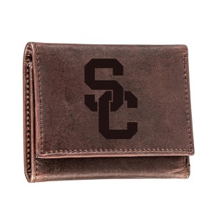 Evergreen NCAA USC Trojans Brown Leather Trifold Wallet Officially Licensed with Gift Box - 1 of 1
