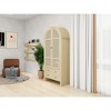 Okak Arched Kitchen Pantry Cabinet, Tall Cabinet with 2 Drawer & Rattan Door, Versatile Cupboard for Living Room Dining Room, Natural - 2 of 4
