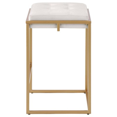 Nadia Beige and Gold Metal Backless Counter Stools, Set of 2