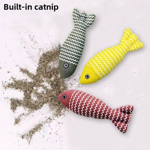 Pet mint fish toy Cat Toys Fish 3 Pcs Crinkle Sound Catnip Toys Soft Linen, Interactive Kitten Exercise Kicker Toys for Indoor - 1 of 4