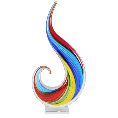 Luxury Lane Hand Blown Rainbow Swirl Sommerso Art Glass Sculpture