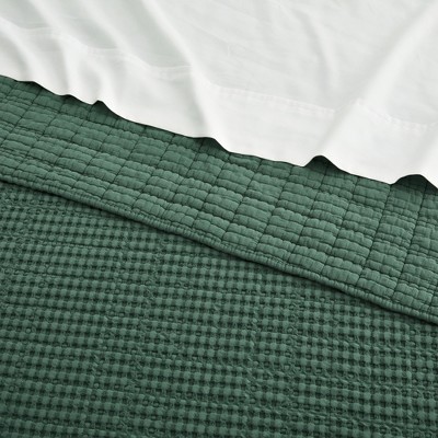 Forest Green Cotton Full Quilt and Sham Set
