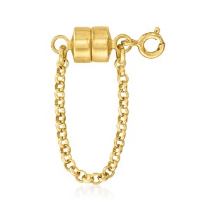 Ross-Simons Italian 18kt Gold Over Sterling Magnetic Bracelet Clasp Converter With Safety Chain - 1 of 4