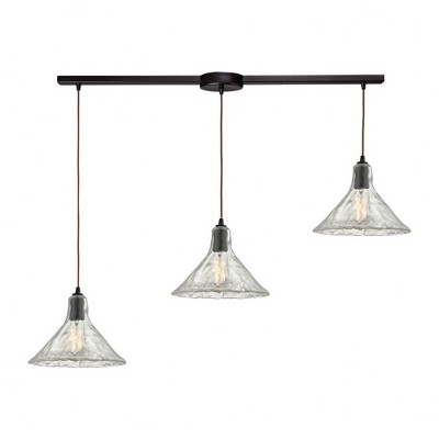 Oil Rubbed Bronze 3-Light Glass Island Pendant