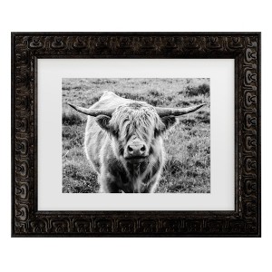 Trademark Fine Art - Nathan Larson Highland Cow Staring Contest Crop Matted Framed Art - 1 of 4