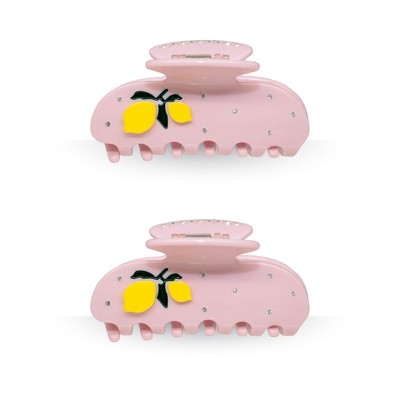 LA Glam Co. Hollywood 3" Claw Clips - All Hair - 2-Pack - Pink Lemons