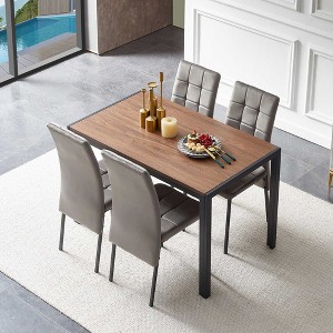 Okak Modern Nordic Velvet Dining Chairs Set of 4, Kitchen Side Chairs with Gold Metal Legs & High Back Cushion for Dining Room - 1 of 4