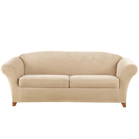 Stretch pique three outlet piece sofa slipcover