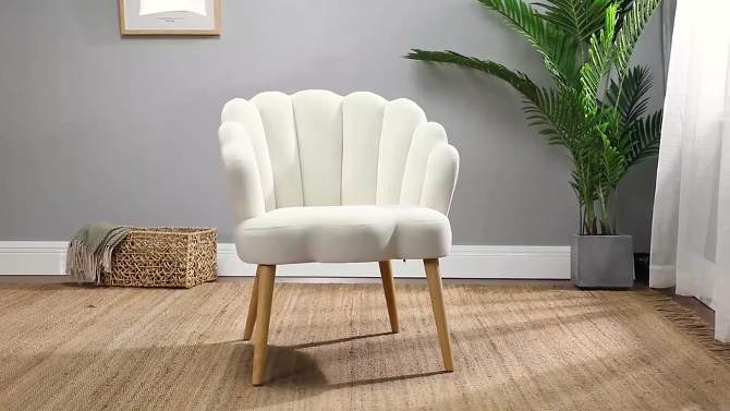 Maël Modern Scalloped Velvet Accent Chair with Solid Wood Legs  | Karat Home, 2 of 13, play video