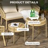 VYNXARIA 2 Piece Wicker Patio Table Set, PE Rattan End Table Set, Outdoor Round Coffee Table Set, Multi-Functional, Slatted Metal Top, Brown - 4 of 4