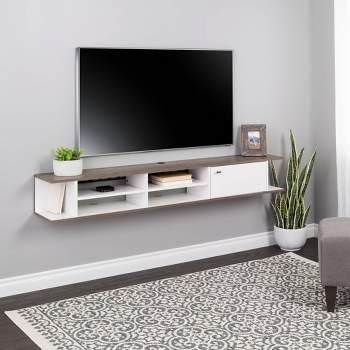 Wall Mounted TV Stand for TVs up to 85" White/Drifted Gray - Prepac