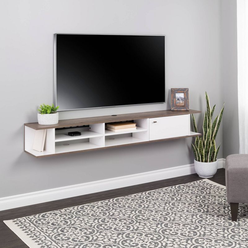 Wall Mounted TV Stand for TVs up to 85&#34; White/Drifted Gray - Prepac, 1 of 7