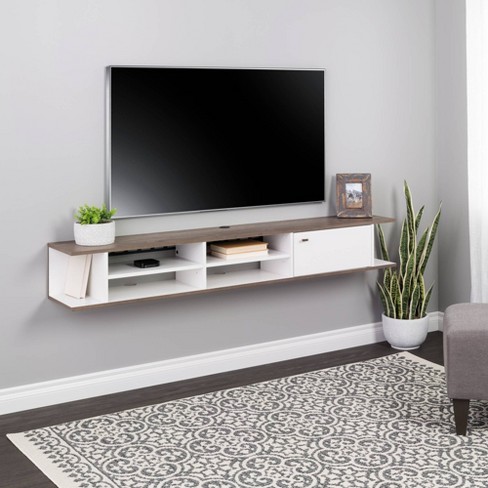 På jorden Bytte gammel Wall Mounted Tv Stand For Tvs Up To 85" White/drifted Gray - Prepac : Target