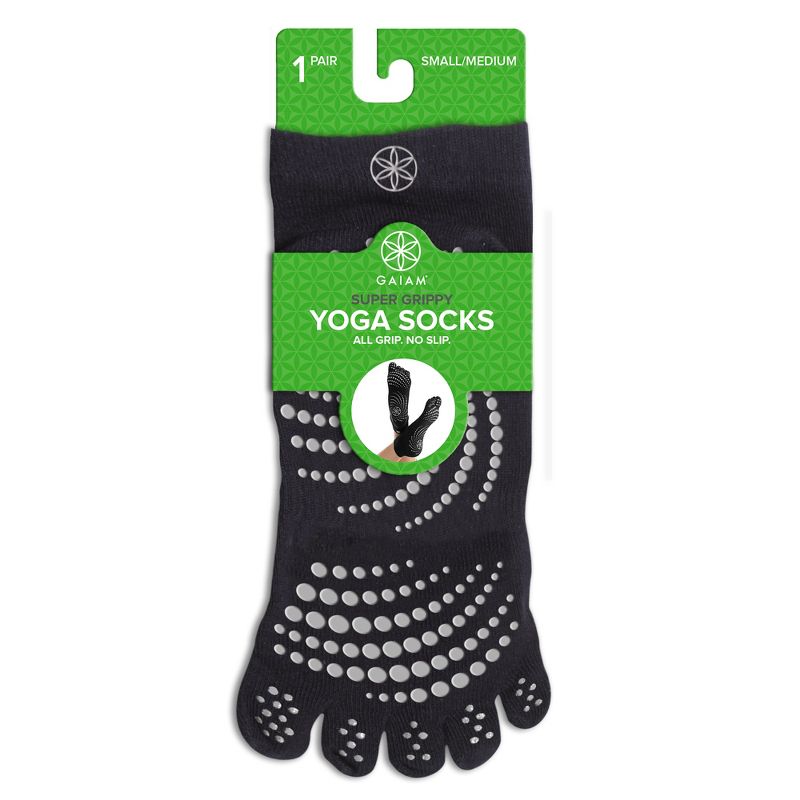 Gaiam No Slip Yoga Socks - Black/Gray M/L, 5 of 7