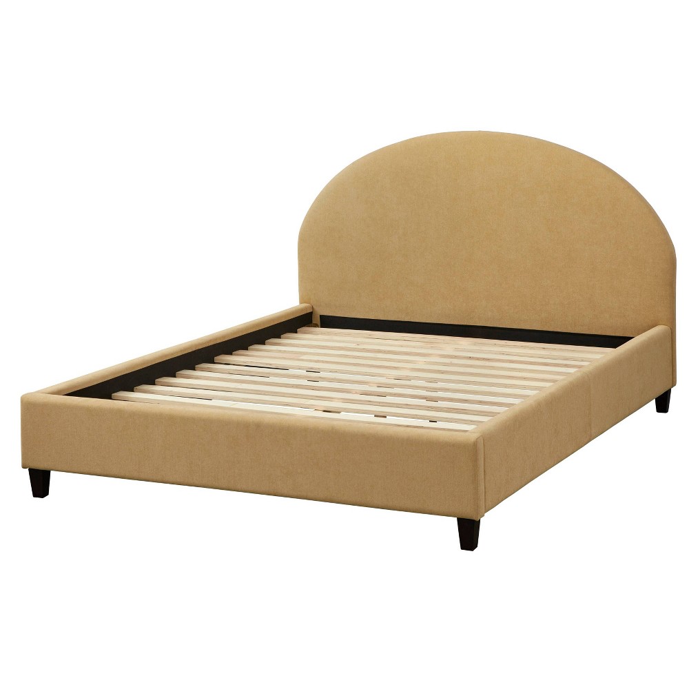 Photos - Bed Frame Queen Ava Upholstered Platform Bed Pale Yellow - angelo:Home