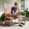 Tangkula Patio Wood Bench Garden Loveseat w/Inclined Backrest Long Armrests Wood Grain - 3 of 4