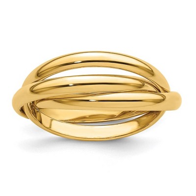 Black Bow Jewelry 6mm 14K Yellow, White or Tri-Color Gold Three Band Rolling Ring