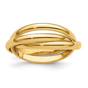 Black Bow Jewelry 6mm 14K Yellow, White or Tri-Color Gold Three Band Rolling Ring - 1 of 4