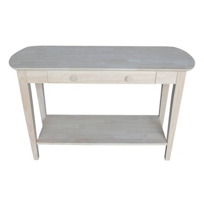 Unfinished Parawood Philips Oval Sofa Table with Storage