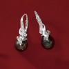 Ross-Simons 9-9.5mm Black Cultured Tahitian Pearl Drop Earrings With Diamond Accents in Sterling Silver - 4 of 4