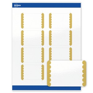 Avery Printable Rectangle Labels, Gold Edge Dots, 2" x 3", Glossy White Rectangle Labels, Permanent, Laser/Inkjet, 80ct, Great for Product Labels - 1 of 4