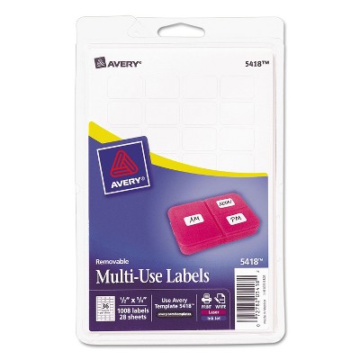 Avery Removable Multi-Use Labels 1/2 x 3/4 White 1008/Pack 05418