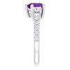 Pompeii3 7mm Amethyst Three-Stone Diamond Heart Shape Ring in 14k White or Yellow Gold - 3 of 4
