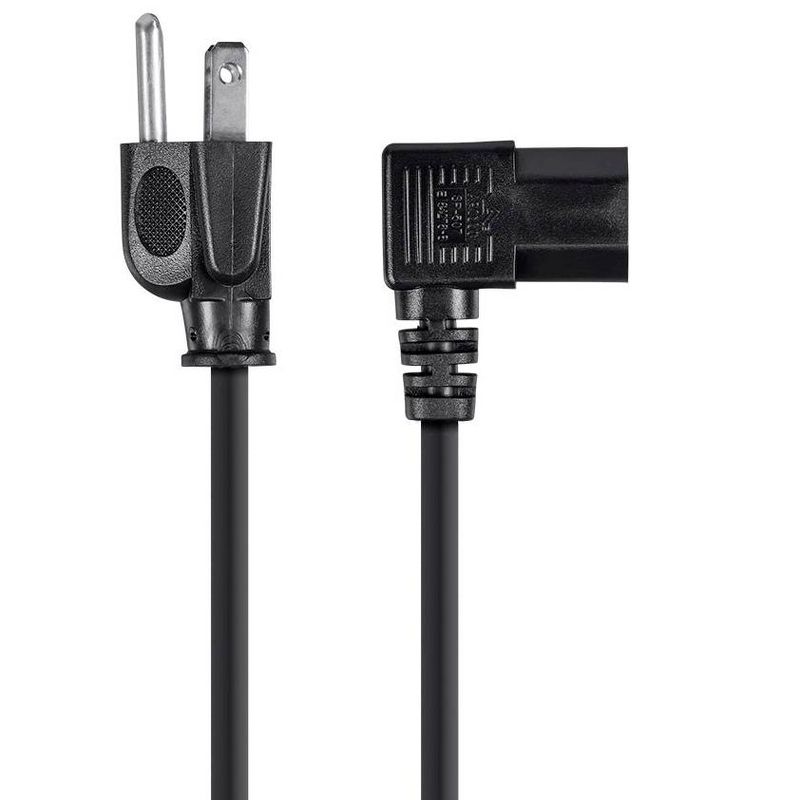 Monoprice Right Angle Power Cord - 3 Feet - Black | NEMA 5-15P to Right Angle IEC 60320 C13, 14AWG, 15A/1875W, SJT, 125V, 2 of 7