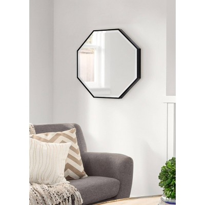 Rhodes Black Wood Octagon Vanity Wall Mirror