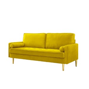 65'' Velvet Minimalist Loveseat Sofa with Metal Legs, Includes Cushions, Suitable for Living Room or Bedroom - 1 of 4
