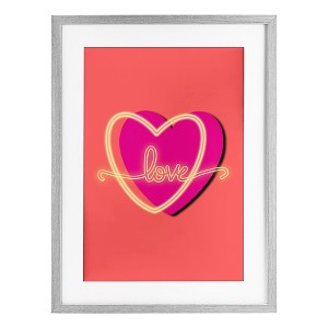 Stupell Industries Love Neon over Heart Framed Print Under Glass Art - 1 of 4