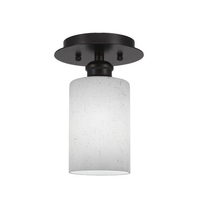 Toltec Lighting Edge 1 - Light Flush Mount in  Espresso with 4" White Muslin Shade