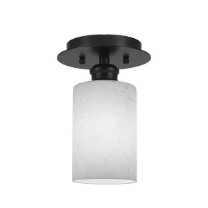 Toltec Lighting Edge 1 - Light Flush Mount in  Espresso with 4" White Muslin Shade - 1 of 1