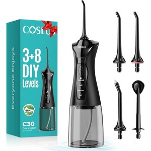COSLUS Water Dental Flosser Pick for Teeth: 4 Modes Cordless Portable 300ML Larger Tank Water Teeth Cleaner IPX7 Waterproof Flossing Cleaning - 1 of 4