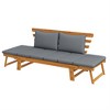 Outsunny Adjustable Armrests Wooden Garden Bench for Outdoor, Cushioned Front Porch Bench, Gray - 4 of 4