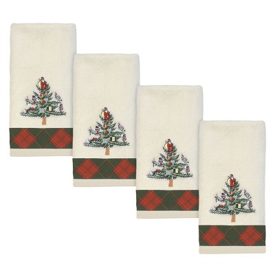 Spode Christmas Tree Tartan 4 Pc Fingertip Towel Set