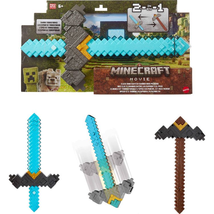 Minecraft Click and Switch Sword and Pickaxe Role-Play 2-in-1 Toy Inspired by the Movie, 1 of 5