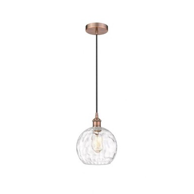 Athens Water Glass - 1 Light Mini Pendant In Industrial Style-10.75 Inches Tall and 8 Inches Wide
